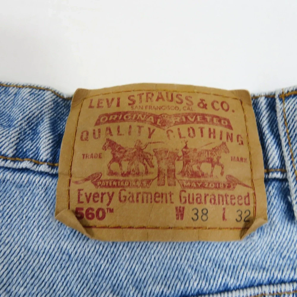 Levi's 560 Zip Fly Jeans Blue Loose Fit Sz 38x32 Measured: 37x32 1990s